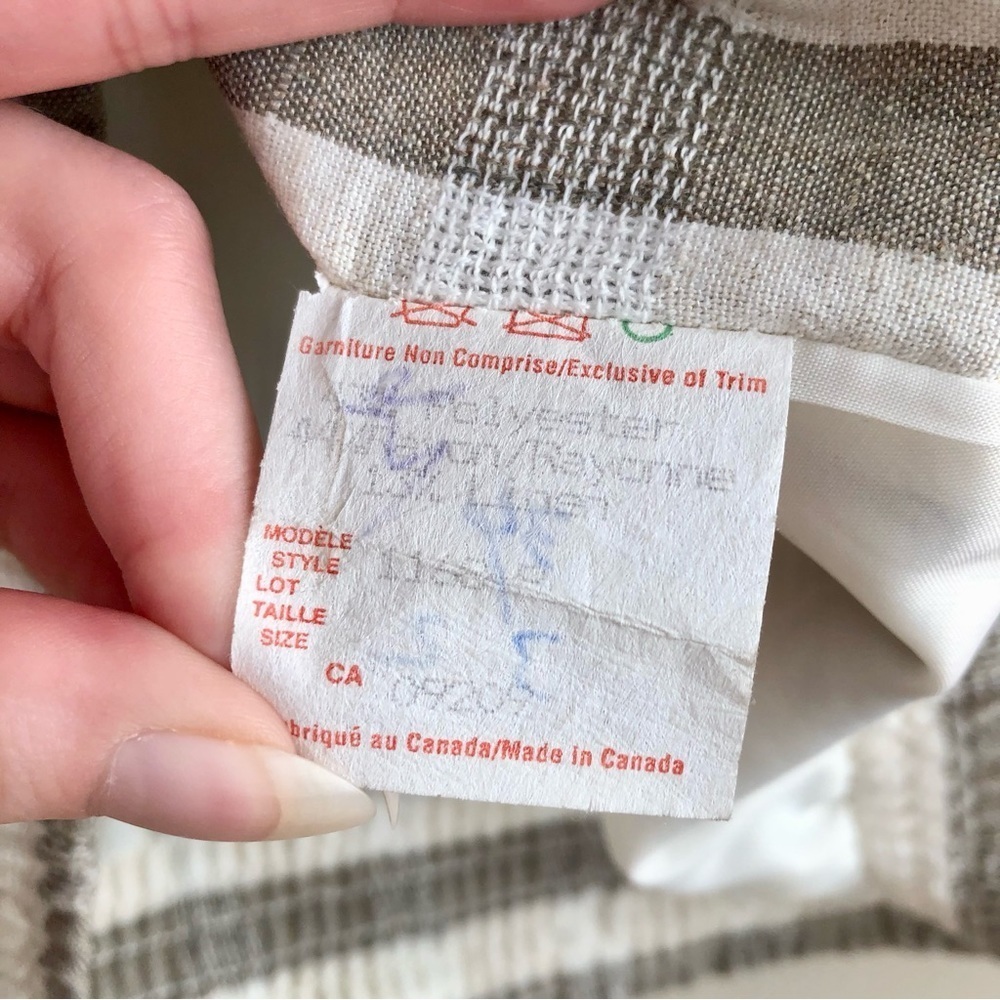 Cleo Petites Vintage Linen Blend Stripe Jacket Tan Cream Button Front Size Small - Picture 12 of 16